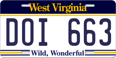 WV license plate DOI663