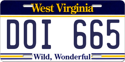 WV license plate DOI665