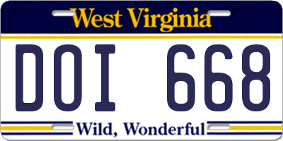 WV license plate DOI668