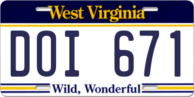 WV license plate DOI671