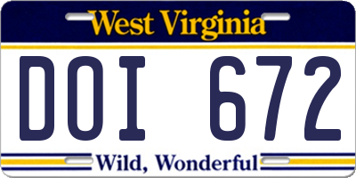 WV license plate DOI672