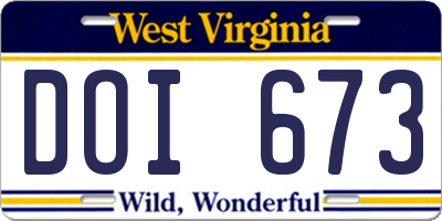 WV license plate DOI673