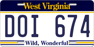 WV license plate DOI674