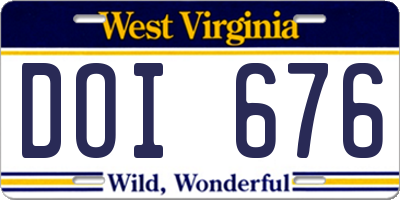 WV license plate DOI676