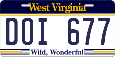 WV license plate DOI677