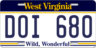WV license plate DOI680