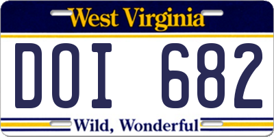 WV license plate DOI682