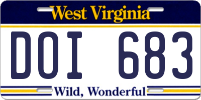 WV license plate DOI683
