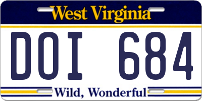 WV license plate DOI684