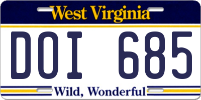 WV license plate DOI685