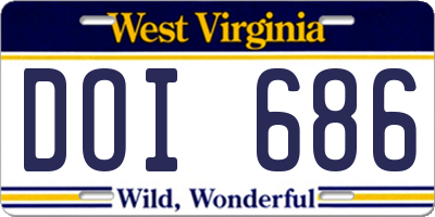 WV license plate DOI686