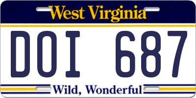 WV license plate DOI687