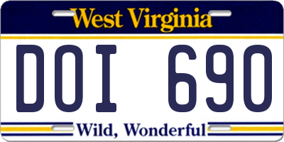 WV license plate DOI690