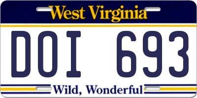 WV license plate DOI693