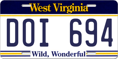 WV license plate DOI694