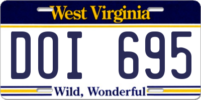 WV license plate DOI695