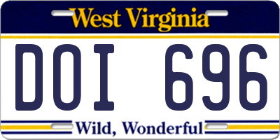 WV license plate DOI696