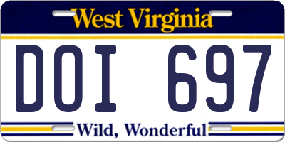 WV license plate DOI697
