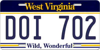 WV license plate DOI702