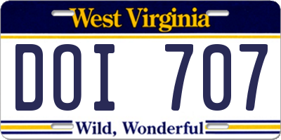 WV license plate DOI707