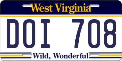 WV license plate DOI708