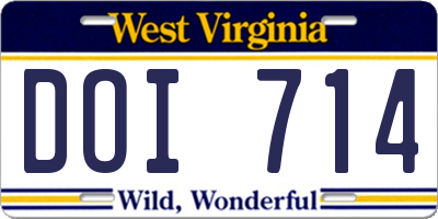 WV license plate DOI714