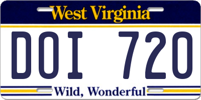 WV license plate DOI720