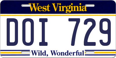 WV license plate DOI729