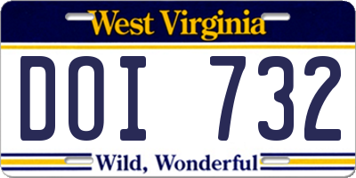 WV license plate DOI732