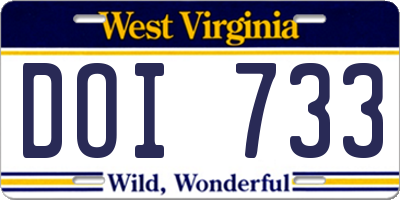 WV license plate DOI733