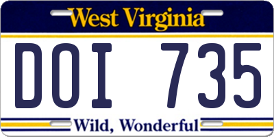 WV license plate DOI735