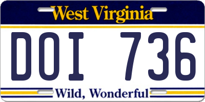 WV license plate DOI736