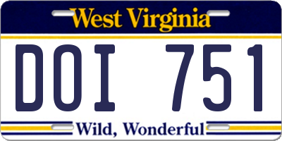 WV license plate DOI751