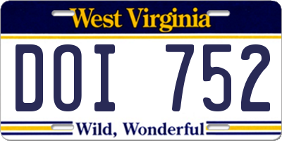 WV license plate DOI752