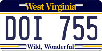 WV license plate DOI755