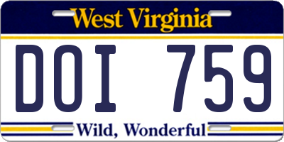 WV license plate DOI759