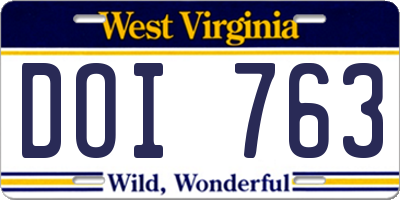 WV license plate DOI763