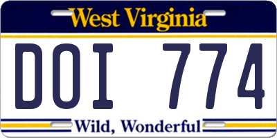 WV license plate DOI774