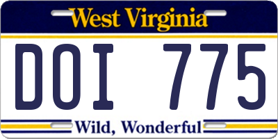 WV license plate DOI775