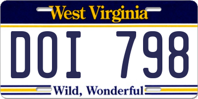 WV license plate DOI798