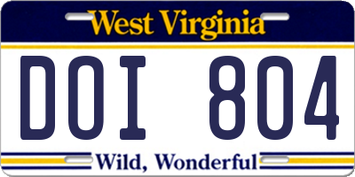 WV license plate DOI804