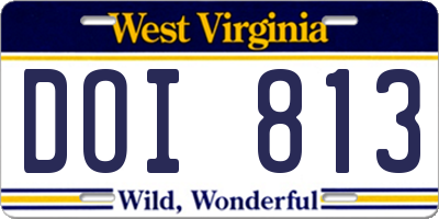 WV license plate DOI813