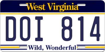 WV license plate DOI814
