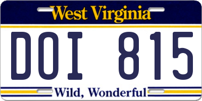 WV license plate DOI815
