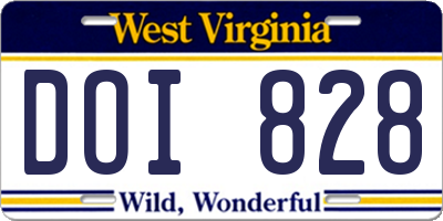 WV license plate DOI828