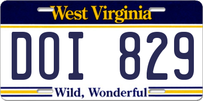 WV license plate DOI829