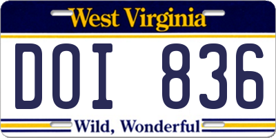 WV license plate DOI836