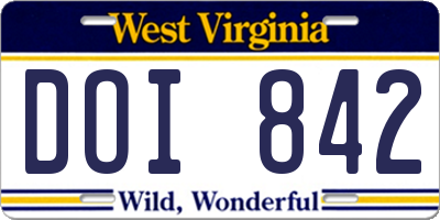 WV license plate DOI842