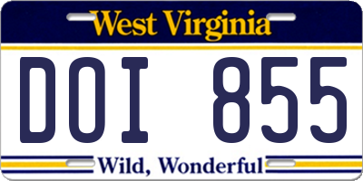 WV license plate DOI855