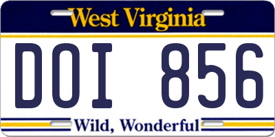 WV license plate DOI856